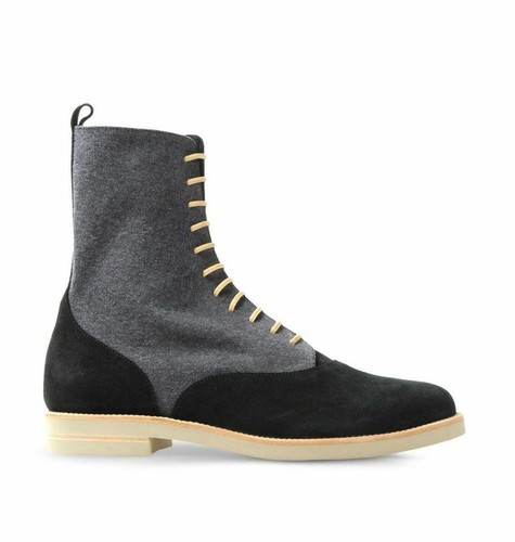 Pre-owned Maison Margiela Mm6 Maison Martin Margiela Damen Suede-panel Flache Stiefel 5.5 6 6.5 7 7.5 8.5