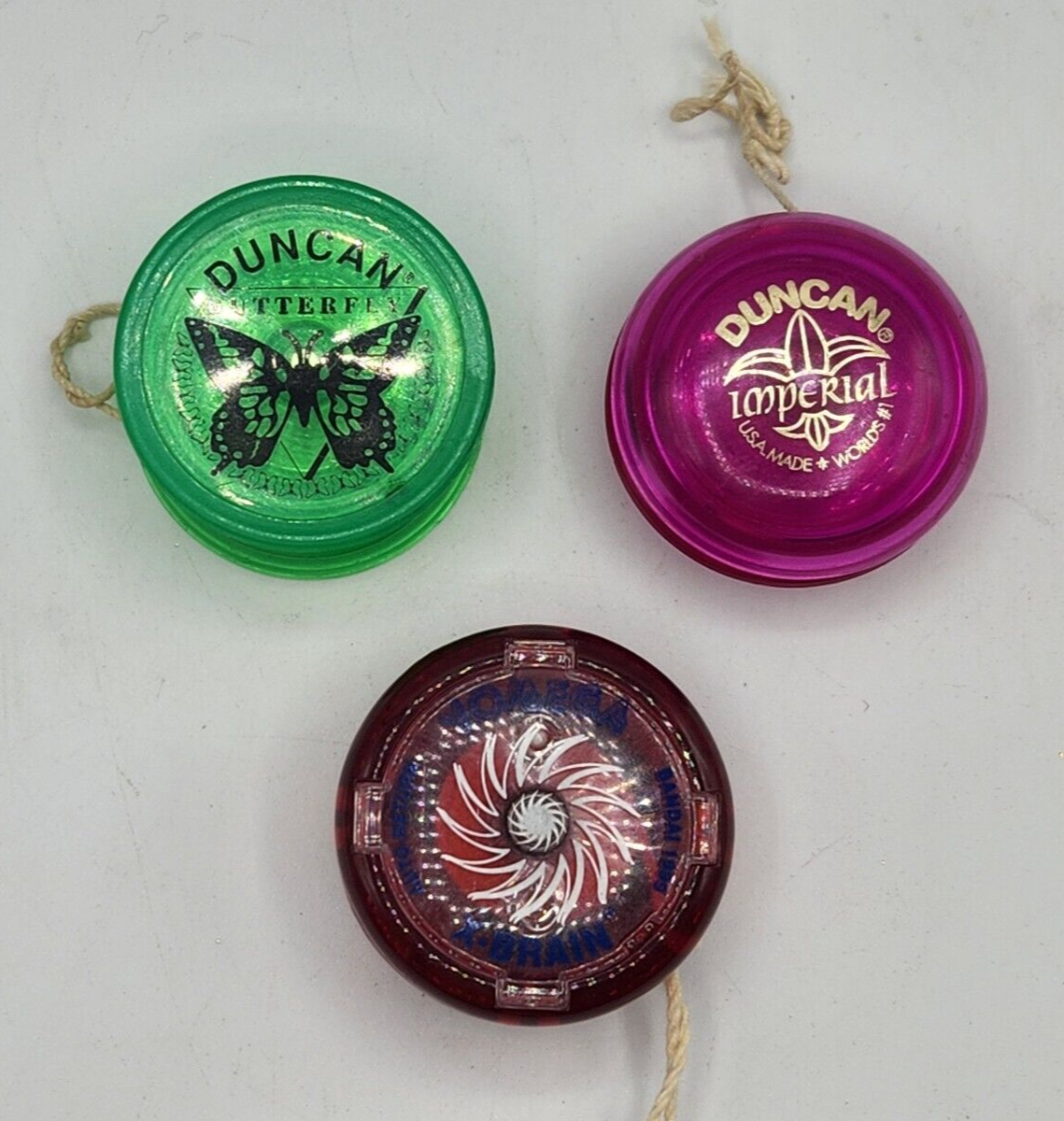 Vintage Yomega / Duncan Lot of 3 Yo-Yo's Imperial, Butterfly Vintage Yomega / Duncan Lot of 3 Yo-Yo's Imperial, Butterfly