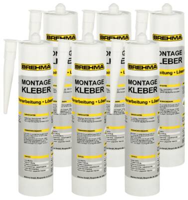 6x BREHMA  Montagekleber Baukleber 485g Kartusche weiß Montage Kleber