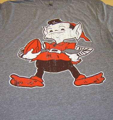 Cleveland Browns Brownie Elf Tri Blend Short Sleeve Gray T-Shirt 2X