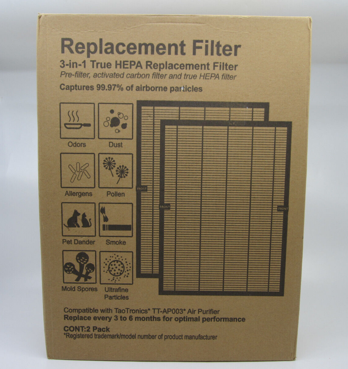 S Taotronics Replacement, 3-in-1 True Hepa Filter, Air Purifier Tt-ap003