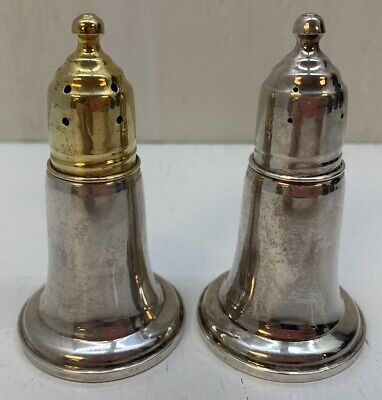 Vintage Reed & Barton 168 Weighted Glass & Sterling Silver Salt & Pepper Shakers