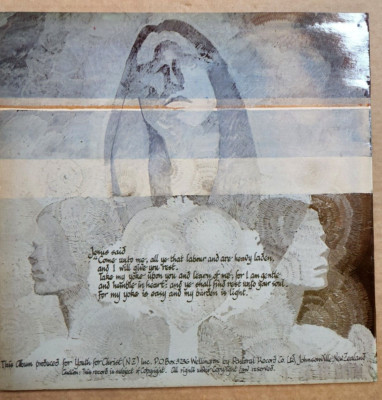 PASTURE LAY YOUR BURDEN DOWN CHRISTIAN FOLK NZ 1976 Lyric sheet Autographed LP