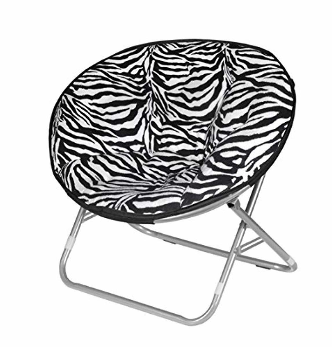 Details About Zebra Saucer Chair Faux Fur Kids Teen Dorm Room Seating Round Moon Game Den Seat