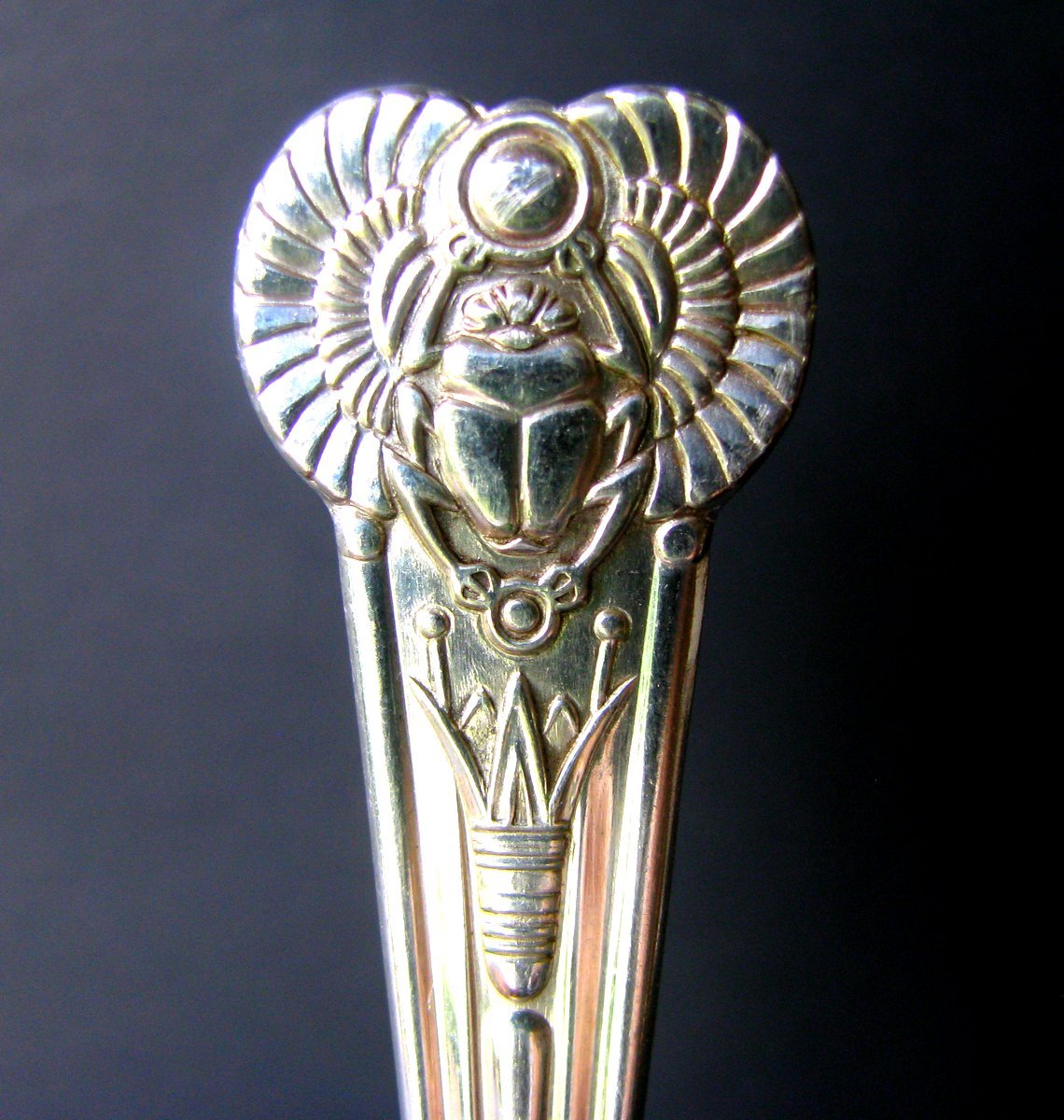 Wm Rogers Scarab Silverplate Dessert Fork Oneida Antique Egyptian Salad Fork,