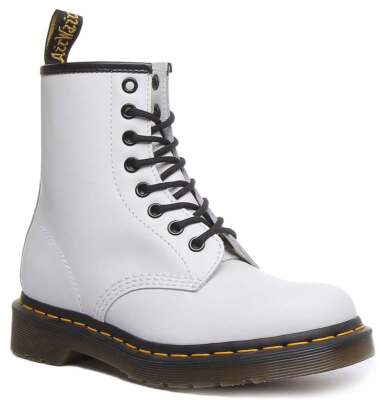 Pre-owned Dr. Martens' Dr Martens 1460 Smooth Womens Lace Up Leather Ankle Boot In White Size Us 5 - 11