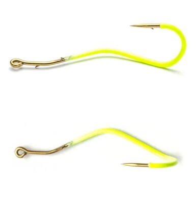 Mustad Slow Death Hooks 33862NP-CH-2-20 CHARTREUSE Walleye Crawler Worm Hook