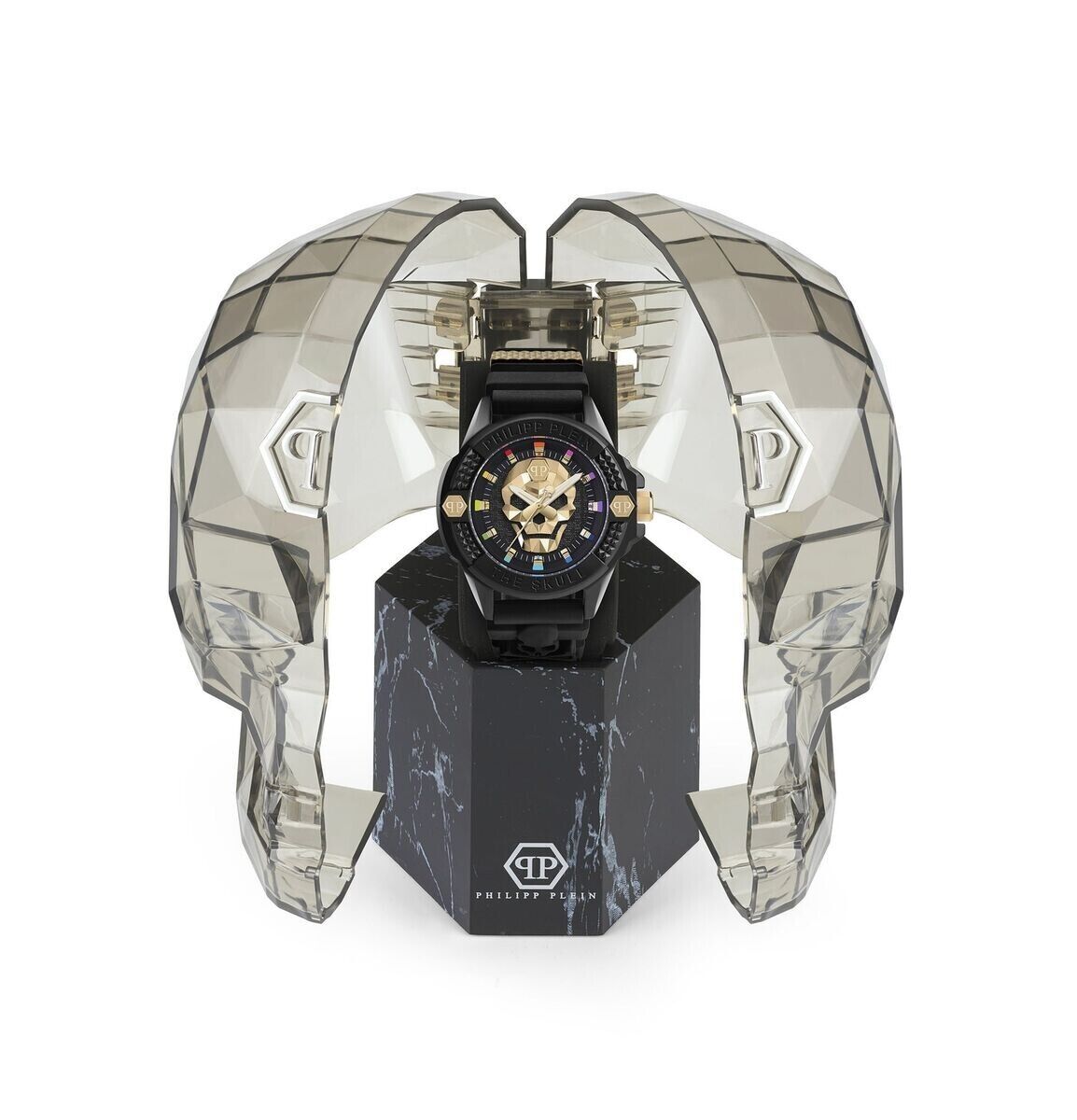 Pre-owned Philipp Plein The $kull Ecoceramic Men's Watch Black Silicone Strap – Pwuba0223