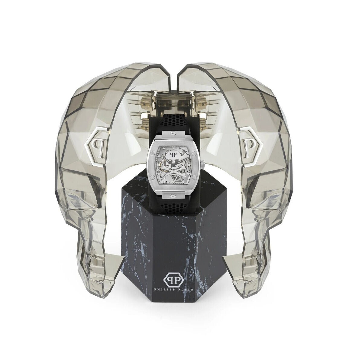 Pre-owned Philipp Plein The $keleton (pwbaa2123) Men's Black Band Skeleton Automatic Watch