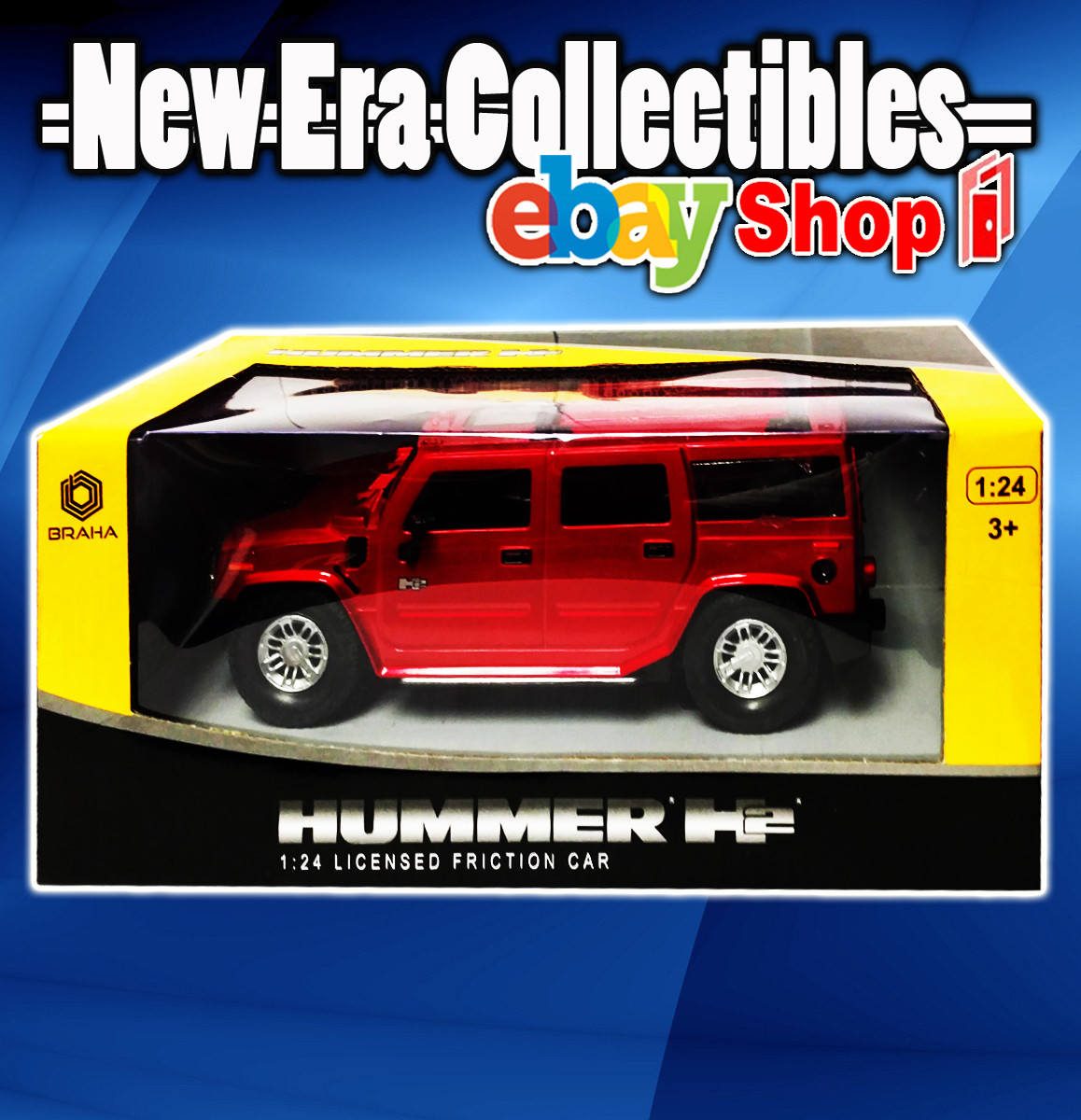 BRAHA License Friction Series Hummer H2 1:24 Scale Plastic