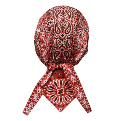 Headwrap DANBANNA Red Paisley Du-Rag Skull Cap Doo Rag Bandana
