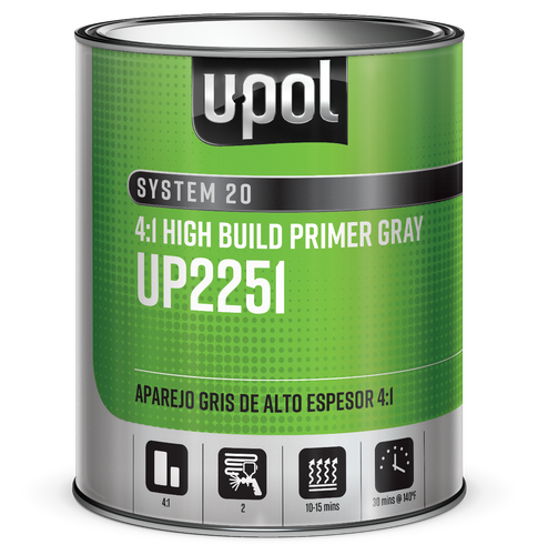 U-POL 2251 2K 4:1 Gray High-Build Urethane Auto Body Primer 1 Liter