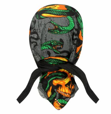 Cobra Snakes Flames and Skull Biker Headwrap Skull Cap Durag Sweatband Capsmith