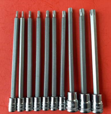NEW Gearwrench  10 Piece 1/4'' 3/8'' Drive Long Shank Torx Bit Socket Set T8 - T50