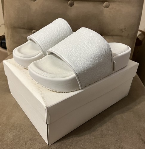 Y-3 Leather Flatform Slides サンダル Y-3 YOHJI YAMAMOTO ADIDAS WHITE LEATHER PLATFORM SLIDES
