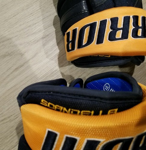 Buffalo Sabres Game Worn Used Hockey Gloves - Marco Scandella Warrior Pro Stock