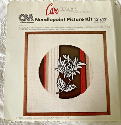 Caro Designs Needlepoint Kit 2023 Mum 12'' X 12'' Columbia Minerva 1980 Vintage