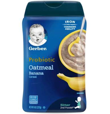 Gerber 2nd Foods Probiotic Oatmeal Banana Cereal Baby Food - 8 Oz - Pack of 3