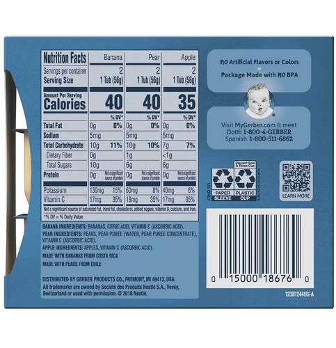 Gerber My 1st Fruits Starter Kit Baby Food Banana Pear Apple – 6 Ct – Pack of 4