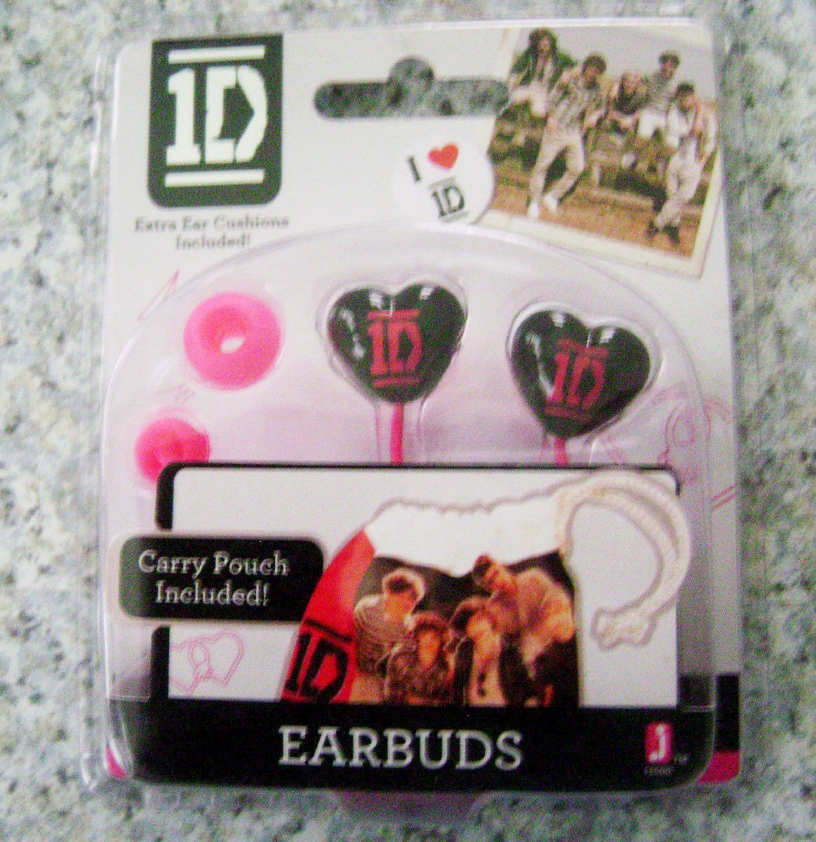 One Direction  1D Earbuds Set wExtra Ear Cushions & Pouch Included