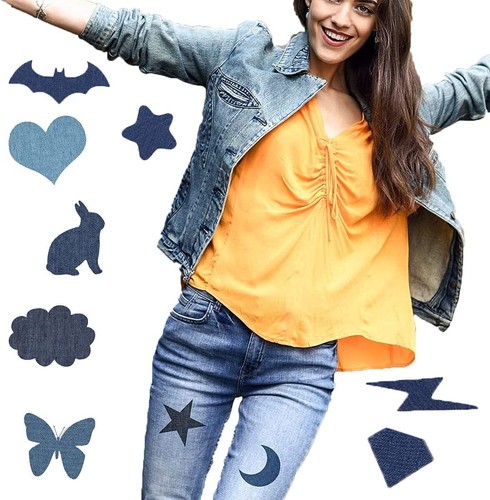 HTVRONT 20PCS DIY Iron on Denim Patches Jeans Clothing Repair Kit - 4 Colors