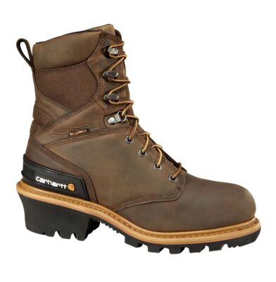 Pre-owned Carhartt Men's 8" Waterproof Insulated Composite Toe Leather Logger Work Boot Br In Brown