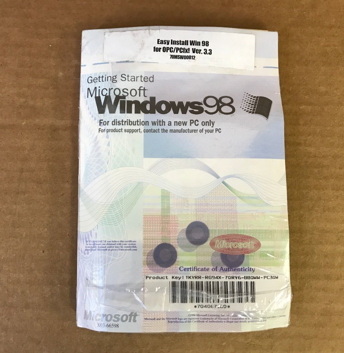 MICROSOFT WINDOWS 98 New Sealed, with CD and Product Key | eBay MICROSOFT WINDOWS 98 New Sealed, with CD and Product Key | eBay