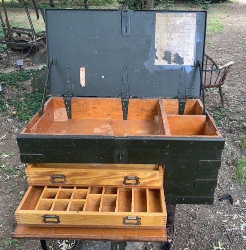 US VINTAGE 50s US ARMY 1955 ミリタリーボックス 黒P MILITARY - US