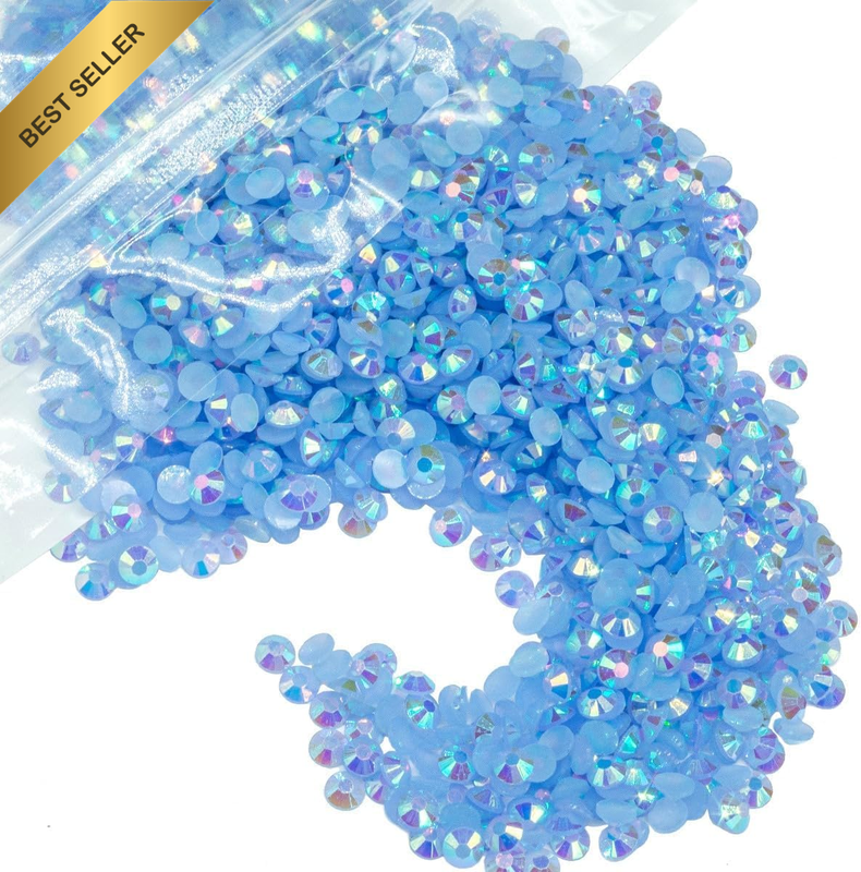 3000PCS 5Mm Light Blue AB Resin Rhinestones for Crafting Flatback Jelly Stones B