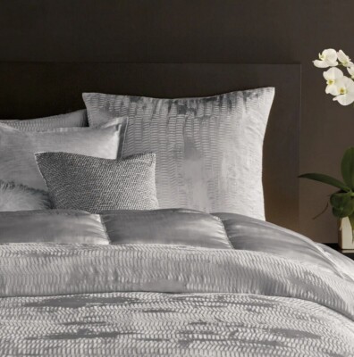 $450 NWT DONNA KARAN Duvet Cover Vapor Collection Full/Queen Charcoal Gray