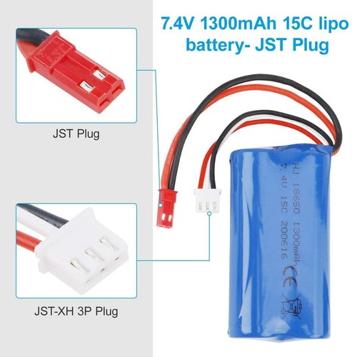 Li-Ion Akku 7,4V 1300mAh Batterie JST RC Helikopter F645 MJX F-45 Revell 18650