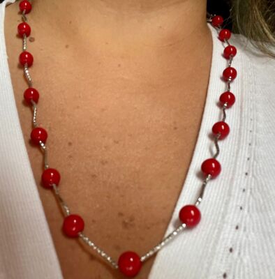 vintage◯red bijou & pearl  necklace◯ Chanel Mega Rare Vintage Spectacular Gripoix Red Green and