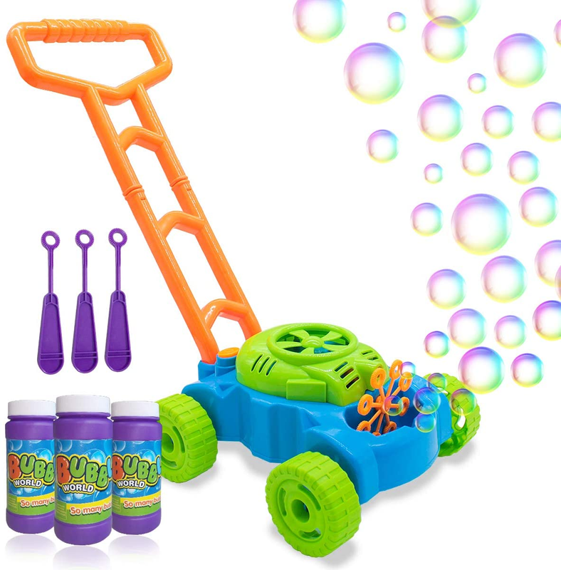 Lydaz Bubble Lawn Mower for Toddlers, Kids Bubble Blower Maker Machine, Summer Outdoor Push Toys, Easter Basket Stuffers Birthday Toys Gifts for Preschool Baby Boys Girls