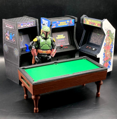 CUSTOM GAME ROOM 3 ARCADE 1 POOL TABLE for 3.75'' figure diorama STAR WARS GI JOE