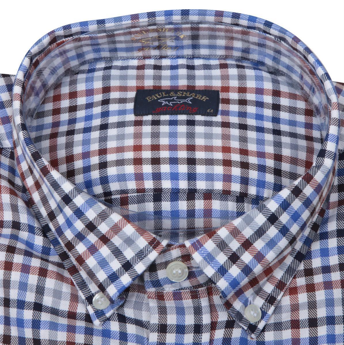 PAUL & SHARK PAUL & SHARK YACHTING MEN'S DRESS SHIRT LONG SLEEVE SIZE 45 17.75" CHECK COTTON