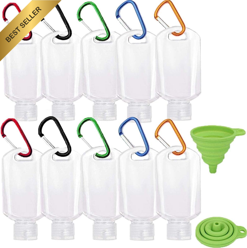 Refillable Hand Sanitizer Keychain with Clip, Leakproof and Bpa-Free Travel Bott