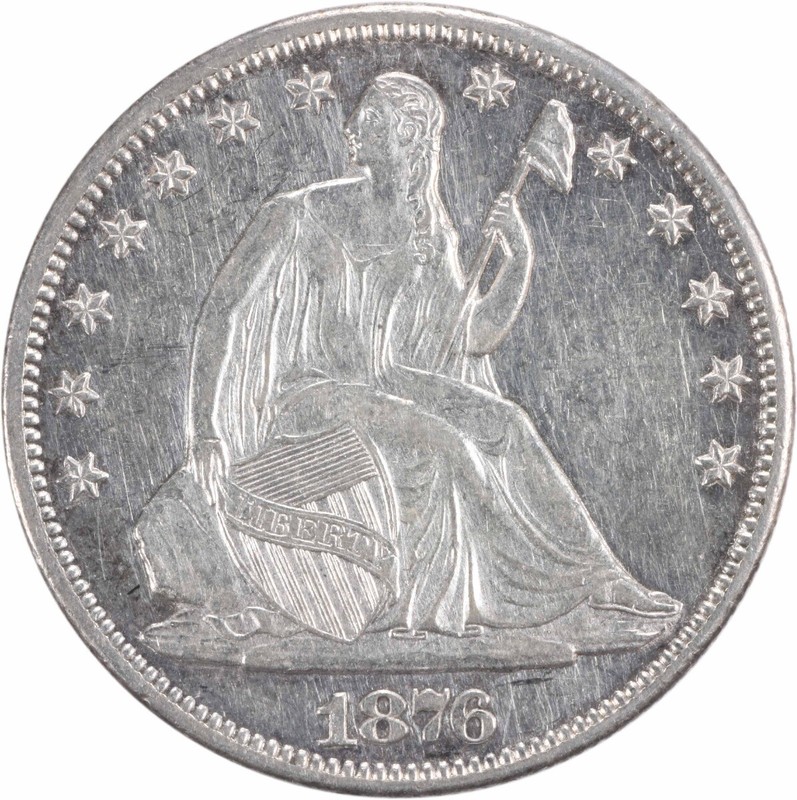 1876-CC Liberty Seated Silver Half Dollar AU Slider Uncertified #1137