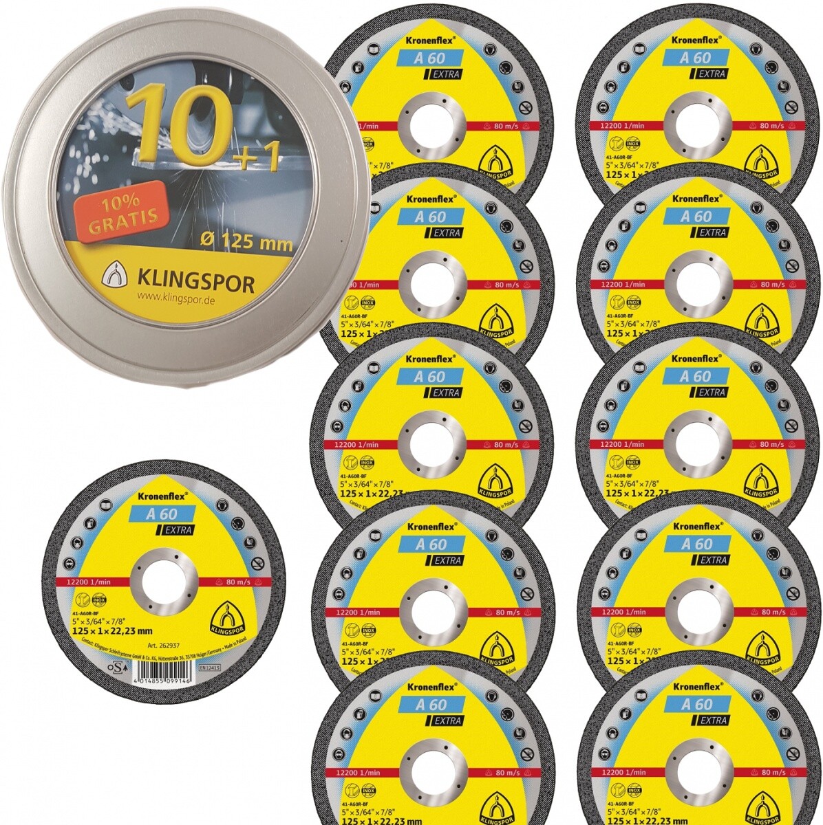 Klingspor Kronenflex® A 60 EXTRA 11 Trennscheiben - Dose - 125mm - für Stahl