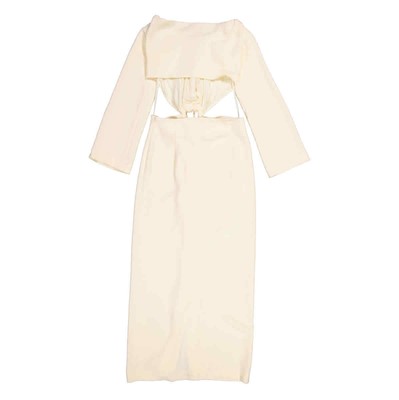 Pre-owned Nanushka Kacela Long Sleeve Front Slit Cut Out Dress In White