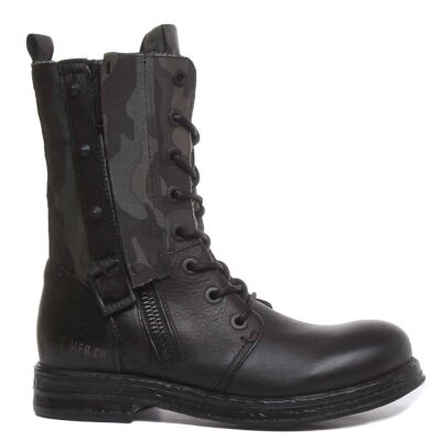 Pre-owned Replay Darling Side Zip With Studd Lace Up Bt In Black Size Us 5 - 11