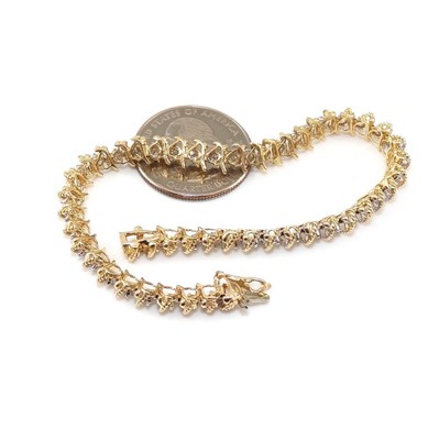 14K Yellow Gold 1 1/2 ct Natural Diamond Tennis Bracelet 7.5