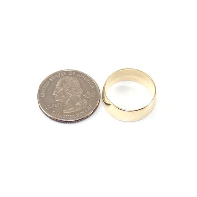 10K Yellow Gold Wide Classic Wedding Band Ring Size 8