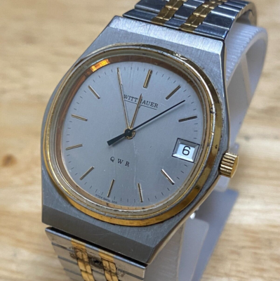 Vintage Wittnauer QWR Swiss Quartz Watch ITW Men Dual Tone For
