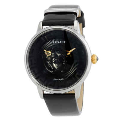 Женские кварцевые часы Versace Medusa Alchemy с черным циферблатом VE6F00123