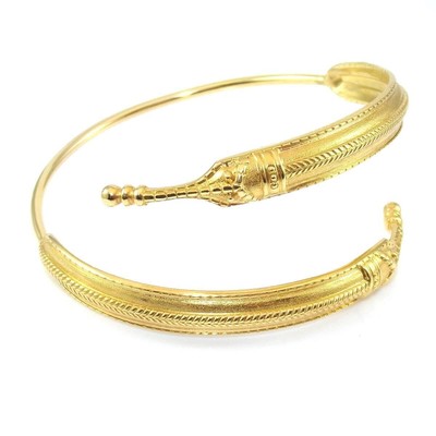 David Andersen 14K Yellow Gold Saga Cuff Bangle Bypass Wrap Bracelet