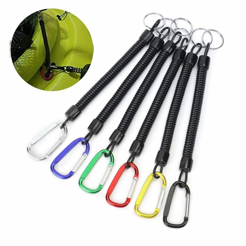 Retractable Coiled Fishing Lanyard Safety Rope Tether Grippers Rods Camping Tool