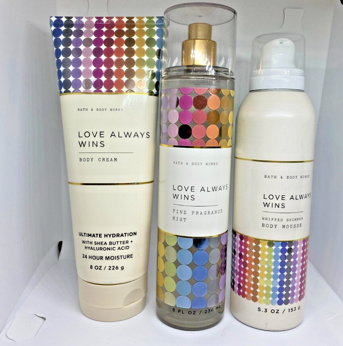 Bath & Body Works  LOVE ALWAYS WINS BODY CREAM, MIST & MOUSSE  *SET OF 3*