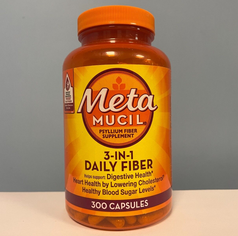 Metamucil Fiber 3-in-1 Psyllium Fiber Supplement 300 Capsules EXP 01/2027