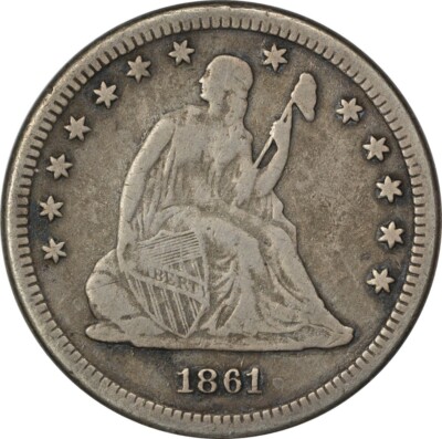 1861-S Liberty Seated Quarter VF Uncertified #1000 | eBay