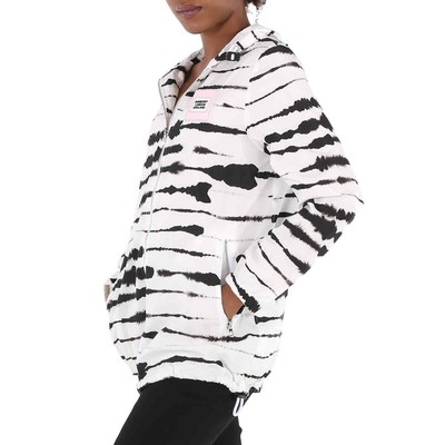 Pre-owned Burberry Ladies Black/white Watercolour Print Econyl Hooded Parka